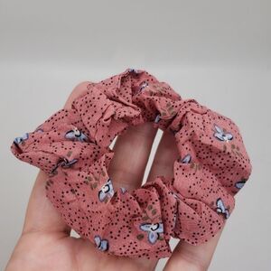 Mauve Floral Print Chiffon Scrunchie Hair Tie